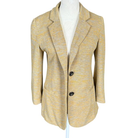 Cartonnier Anthropologie woman's knit 3/4 sleeve blazer in mustard yellow small - Picture 5 of 10